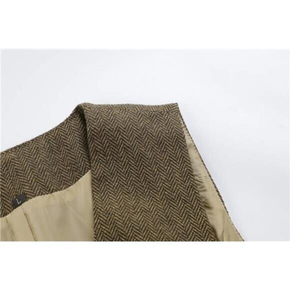 Women's V-Neck Suit Vest Waistcoat Brown - Picture 3 of 5